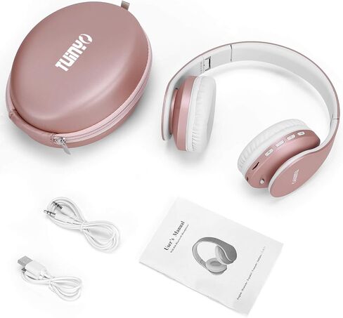 TUINYO Wireless Bluetooth Headphones - Over Ear Headset with 40H Playtime, Deep Bass, Memory-Protein Earmuffs, Mic & Wired Mode - Compatible with PC, Cell Phones & TV | Model in Saudi Arabia