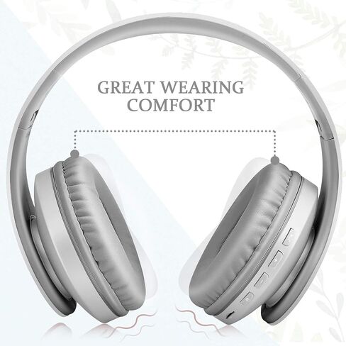 TUINYO Wireless Bluetooth Headphones - Over Ear Headset with 40H Playtime, Deep Bass, Memory-Protein Earmuffs, Mic & Wired Mode - Compatible with PC, Cell Phones & TV | Model in Saudi Arabia