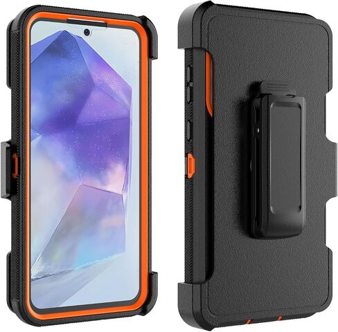 Takfox Galaxy A55 5G Case, for Samsung A55 5G Belt Clip Holster Phone Case with [Built-in Screen Protector] Kickstand Protective Rugged Heavy Duty Shockproof Dustproof Durable Cover-Black/Blue in Saudi Arabia