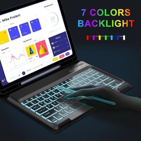 Samsung Galaxy Tab S9 Plus/S9 FE Plus 12.4" Keyboard Case | Multi-Touch Trackpad | 7 Color Backlit | Detachable Wireless Bluetooth Keyboard | S Pen Holder | Smart Folio Cover for Galaxy Tab S9+/S9 fe+ in Saudi Arabia
