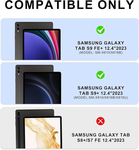 Samsung Galaxy Tab S9 Plus/S9 FE Plus 12.4" Keyboard Case | Multi-Touch Trackpad | 7 Color Backlit | Detachable Wireless Bluetooth Keyboard | S Pen Holder | Smart Folio Cover for Galaxy Tab S9+/S9 fe+ in Saudi Arabia