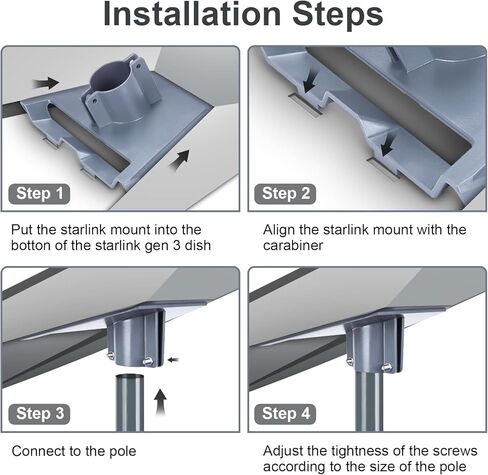 محول أنابيب Starlink Gen 3، حامل Starlink Gen 3، حامل Starlink Gen 3 Pole متوافق مع طبق Starlink القياسي V3 in Kuwait