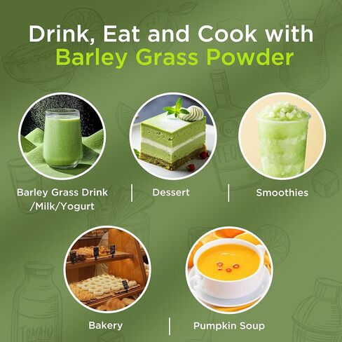 Barley Grass Juice Powder - 100% Pure & Natural Wheatgrass Powder, Supports Cardiovascular, Liver and Digestive Function, Rich in Vitamins, Minerals and Fiber, Vegan, No Maltodextrin & Sugar，8 oz. in Kuwait