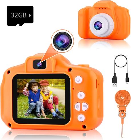 PROGRACE Kids Camera for Boys Girls - Dual Selfie Mini Children Camera Age 3 4 5 6 7 8 9 Year Old Kids Camcorder Birthday Gifts for Girls Boys Toy Camera for Kids Video Camera Recorder, Unicorn in Kuwait