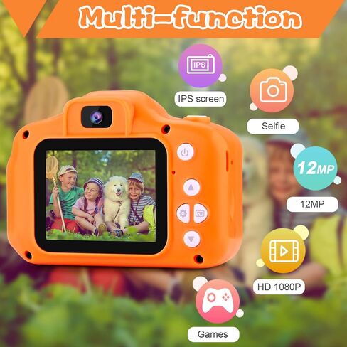 PROGRACE Kids Camera for Boys Girls - Dual Selfie Mini Children Camera Age 3 4 5 6 7 8 9 Year Old Kids Camcorder Birthday Gifts for Girls Boys Toy Camera for Kids Video Camera Recorder, Unicorn in Kuwait