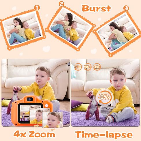 PROGRACE Kids Camera for Boys Girls - Dual Selfie Mini Children Camera Age 3 4 5 6 7 8 9 Year Old Kids Camcorder Birthday Gifts for Girls Boys Toy Camera for Kids Video Camera Recorder, Unicorn in Kuwait