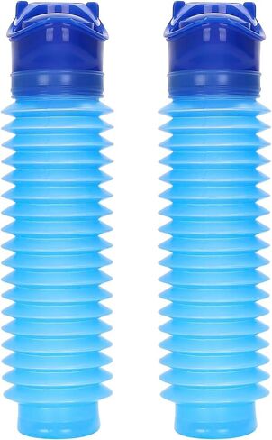 Emergency Urinal for Kids Adult Portable Reusable Outdoor Urinal Potty Pee Bottle, Outdoor Shrinkable Urinal for Travel, Camping, Hiking, Traffic Jam and Queuing-2 Pack 750ml Black and Blue in Kuwait