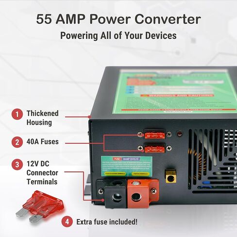 LATCH.IT RV Power Converters 35 Amp | 120VAC to 12VDC | 3-Stage Smart Battery Charger | Adjustable Voltage – RV Converter for Lithium Batteries & More | Thermal & Overload Protection in Saudi Arabia