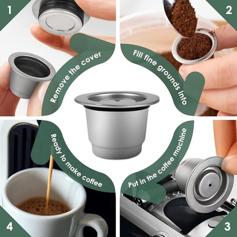 LIHONG Stainless Steel Reusable Coffee Pods, Reusable Coffee Capsules, Reusable Espresso Pods Compatible with Original Line in Saudi Arabia