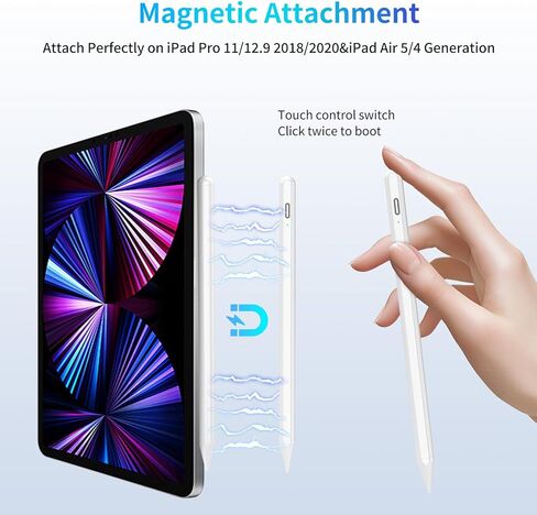COO Stylus Pen for iPad, Magnetic Stylus iPad Pen (Black Purple01, 1 Plus 5 Pen Tips & 80cm Cable & Black Pen Plugs) in Kuwait