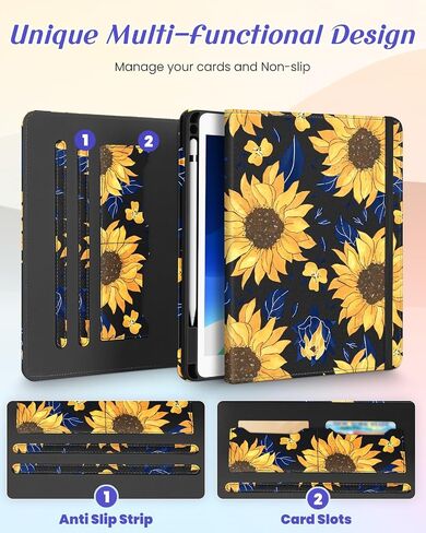 بالنسبة إلى حالة الجيل الثالث من الجيل الثالث من iPad Air/Pro 10.5 بوصة - فتيات اللطيفات Cute Rotating Stand Folio مع حامل قلم رصاص وفتحة بطاقة Girly Flower Flower Cases for iPad Pro 10.5 ''/Air 3rd in Saudi Arabia