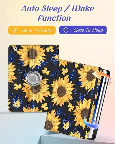 بالنسبة إلى حالة الجيل الثالث من الجيل الثالث من iPad Air/Pro 10.5 بوصة - فتيات اللطيفات Cute Rotating Stand Folio مع حامل قلم رصاص وفتحة بطاقة Girly Flower Flower Cases for iPad Pro 10.5 ''/Air 3rd in Saudi Arabia