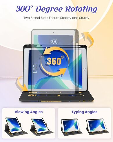 بالنسبة إلى حالة الجيل الثالث من الجيل الثالث من iPad Air/Pro 10.5 بوصة - فتيات اللطيفات Cute Rotating Stand Folio مع حامل قلم رصاص وفتحة بطاقة Girly Flower Flower Cases for iPad Pro 10.5 ''/Air 3rd in Saudi Arabia