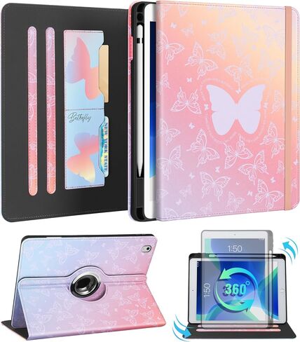 for iPad Air 3rd Generation Case/Pro 10.5 Inch Case - Women Girls Cute Rotating Stand Folio Cover with Pencil Holder & Card Slot Girly Flowers Floral Design Cases for iPad Pro 10.5''/Air 3rd in Saudi Arabia