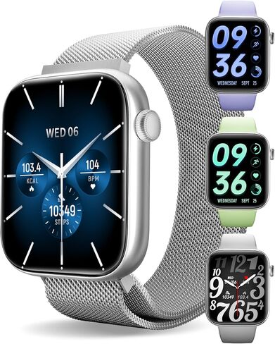 Smart Watch for Men/Women, 1.85" AMOLED Touchscreen, Make/Answer Calls, Fitness Tracker with Heart Rate, Blood Oxygen, Sport Modes, Waterproof Watches Compatible with Android & iPhone(4 Watch Bands) in Saudi Arabia