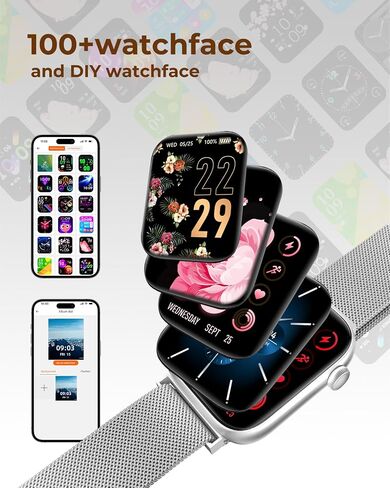 Smart Watch for Men/Women, 1.85" AMOLED Touchscreen, Make/Answer Calls, Fitness Tracker with Heart Rate, Blood Oxygen, Sport Modes, Waterproof Watches Compatible with Android & iPhone(4 Watch Bands) in Saudi Arabia