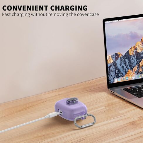 for JBL Vibe 200TWS Case/JBL Vibe Beam Secure Lock Case Cover with Cleaner Kit, TPU Protective Case with Carabiner for JBL Vibe 200TWS/JBL Vibe Beam Charging Case (Clear Blue), PEI-D46-1 in Saudi Arabia