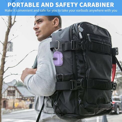for JBL Vibe 200TWS Case/JBL Vibe Beam Secure Lock Case Cover with Cleaner Kit, TPU Protective Case with Carabiner for JBL Vibe 200TWS/JBL Vibe Beam Charging Case (Clear Blue), PEI-D46-1 in Saudi Arabia
