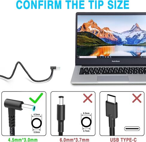 65W USB C Laptop Charger Replacement for HP Spectre, Envy, Chromebook, Elitebook, Pavilion, Elite Type C Power Cord Ac Adapter in Saudi Arabia