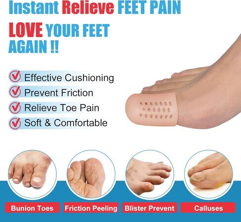 Big Toe Cap, Toe Protectors, (10PCS) Gel Toe Sleeves, Toe Cover Great for Missing or Ingrown Toenails, Corns, Blisters, Hammer Toes (Aloe Vera Extract Infused Gel Materials) in Kuwait