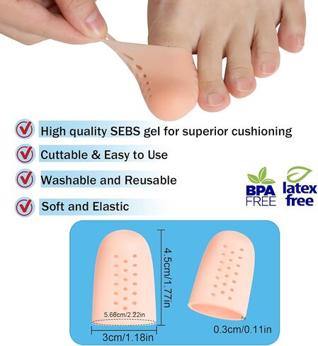 Big Toe Cap, Toe Protectors, (10PCS) Gel Toe Sleeves, Toe Cover Great for Missing or Ingrown Toenails, Corns, Blisters, Hammer Toes (Aloe Vera Extract Infused Gel Materials) in Kuwait