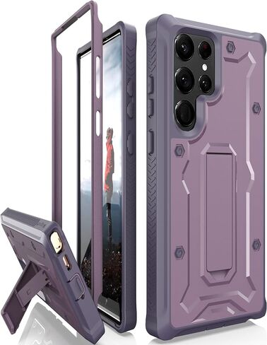 CaseBorne Designed for Samsung Galaxy S22 Ultra 5G Case (2022), Full-Body Multi-Layer Rugged with Stand [Screenless] - Charcoal Black in Saudi Arabia