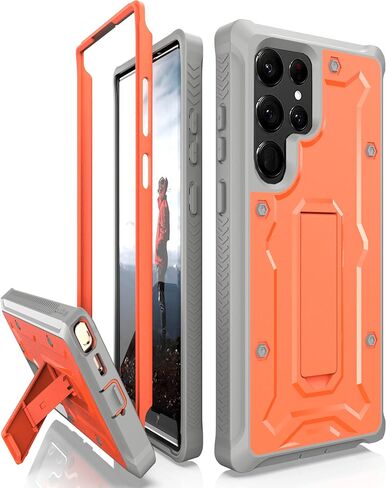 CaseBorne Designed for Samsung Galaxy S22 Ultra 5G Case (2022), Full-Body Multi-Layer Rugged with Stand [Screenless] - Charcoal Black in Saudi Arabia