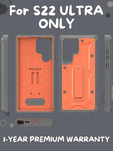 CaseBorne Designed for Samsung Galaxy S22 Ultra 5G Case (2022), Full-Body Multi-Layer Rugged with Stand [Screenless] - Charcoal Black in Saudi Arabia