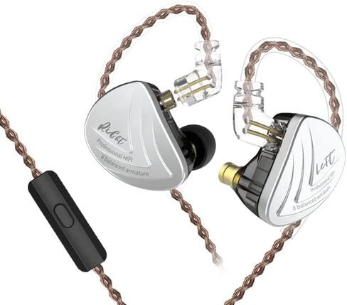KZ ZAR in-Ear Monitors Headphones 7BA+1DD Hybrid Drivers IEM Earphones,HiFi in-Ear Wired Earphones with 2Pin Detachable Silver-Plated Cable for Singers Drummer Musician (Without Mic,Black) in Saudi Arabia