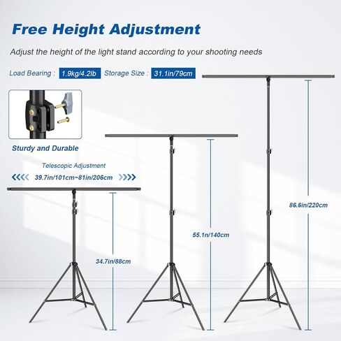 T-Shape Backdrop Stand 8.5 x 6.7ft Multifunction Background Support Stand Kit Adjustable T Shape Background Holder with 3 Spring Clamps for Party, Photography, Video, Studio in Saudi Arabia