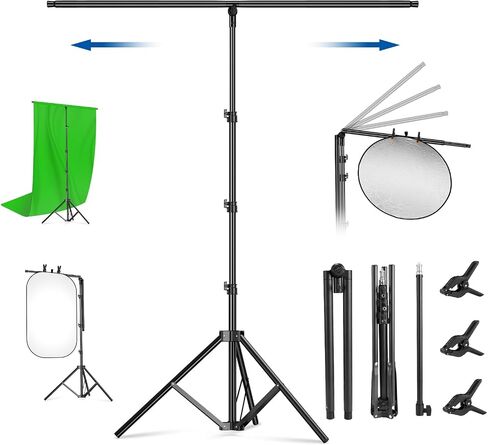 T-Shape Backdrop Stand 8.5 x 6.7ft Multifunction Background Support Stand Kit Adjustable T Shape Background Holder with 3 Spring Clamps for Party, Photography, Video, Studio in Saudi Arabia
