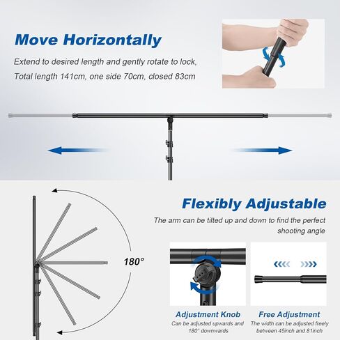 T-Shape Backdrop Stand 8.5 x 6.7ft Multifunction Background Support Stand Kit Adjustable T Shape Background Holder with 3 Spring Clamps for Party, Photography, Video, Studio in Saudi Arabia