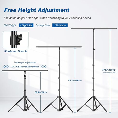 T-Shape Backdrop Stand 8.5 x 6.7ft Multifunction Background Support Stand Kit Adjustable T Shape Background Holder with 3 Spring Clamps for Party, Photography, Video, Studio in Saudi Arabia