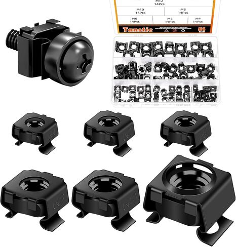 Tanstic 48Pcs Cage Nuts Snap-in Cage Nuts Rack Mount Cage Nuts Rack Mount Clip Nuts for Server Shelf Cabinets Rack Mount(M4 5 6 8 10 12) in Saudi Arabia
