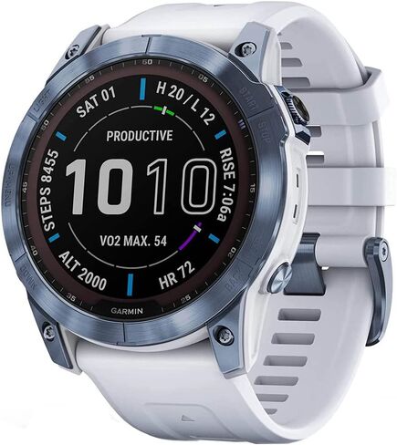 Garmin Fenix 7X Pro Sapphire Solar, Multisport GPS Smartwatch, Built-in Flashlight, Solar Charging, Titanium with Fog Gray/Ember Orange Band Bundle with Deco Essentials Charging Dock &Silicone Covers in Saudi Arabia