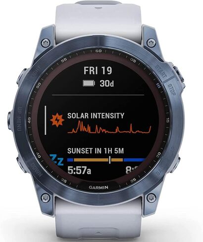 Garmin Fenix 7X Pro Sapphire Solar, Multisport GPS Smartwatch, Built-in Flashlight, Solar Charging, Titanium with Fog Gray/Ember Orange Band Bundle with Deco Essentials Charging Dock &Silicone Covers in Saudi Arabia