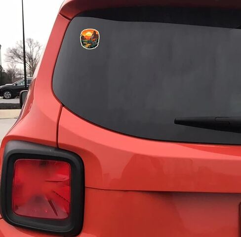 الجبال الجمالية ملصق الغزلان غروب الشمس للغيتار ، لوح التزلج ، زجاجات المياه ، الكمبيوتر المحمول ، ملصق ملصق فينيل مقاوم للماء 5 بوصة (التصميم 4) in Kuwait