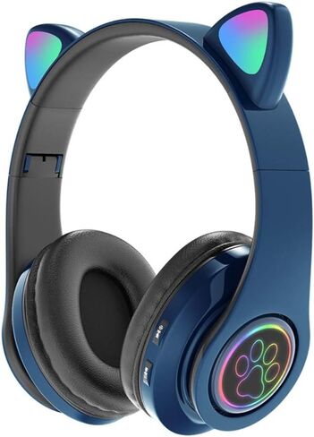 Cat’s Ears LED Bluetooth Headphones, Active Noise Cancelling Headphones, Wireless Headsets Over Ear, 8Hours Playtime, Hi-Fi Stereo, Deep Bass for Music Game DJ (Graphite Black) in Saudi Arabia