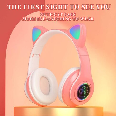 Cat’s Ears LED Bluetooth Headphones, Active Noise Cancelling Headphones, Wireless Headsets Over Ear, 8Hours Playtime, Hi-Fi Stereo, Deep Bass for Music Game DJ (Graphite Black) in Saudi Arabia