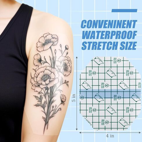 Nuanchu 100 Pieces Waterproof Bandage Adhesive Protective Transparent Dressing, Clear Bandages Waterproof Clear Dressing Tape for Tattoos(2.3 x 2.7 Inch) in Saudi Arabia