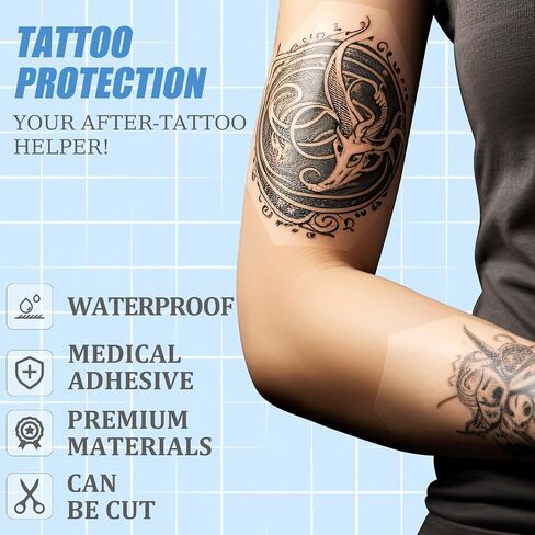 Nuanchu 100 Pieces Waterproof Bandage Adhesive Protective Transparent Dressing, Clear Bandages Waterproof Clear Dressing Tape for Tattoos(2.3 x 2.7 Inch) in Saudi Arabia