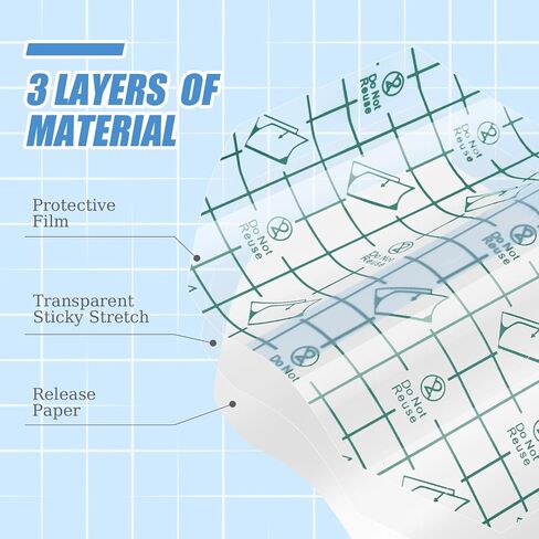 Nuanchu 100 Pieces Waterproof Bandage Adhesive Protective Transparent Dressing, Clear Bandages Waterproof Clear Dressing Tape for Tattoos(2.3 x 2.7 Inch) in Saudi Arabia