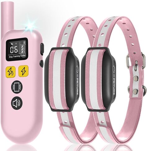 Dog Training Collar, 3300Ft Range Anti Bark Collar, Security Lock & Flashlight, Rechargeable & Reflective Barking Collar, IPX7 Waterproof e Collar for 5-120lbs Small Medium Large Dogs (2 Pack) in Saudi Arabia