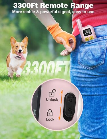 Dog Training Collar, 3300Ft Range Anti Bark Collar, Security Lock & Flashlight, Rechargeable & Reflective Barking Collar, IPX7 Waterproof e Collar for 5-120lbs Small Medium Large Dogs (2 Pack) in Saudi Arabia