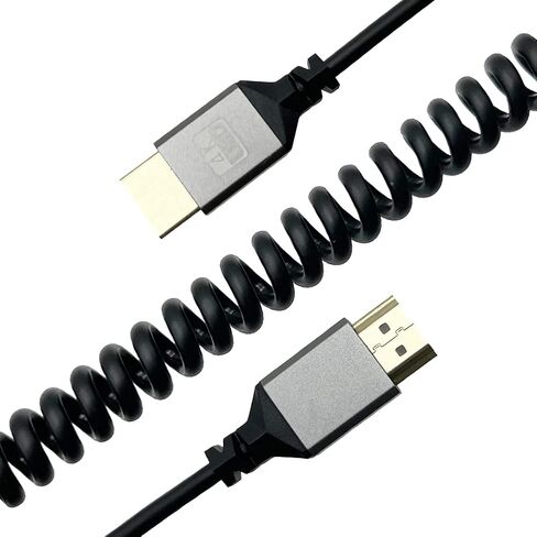 Seadream 4K Angled Coiled HDMI Cable,Coiled Left Angled HDMI Male to Male Spring Cable,HDMI 2.0 18Gbps Cord Extension Converter HDTV Support 3D,4K,Stretched Length Up to 7.8FT(2.4M) in Saudi Arabia