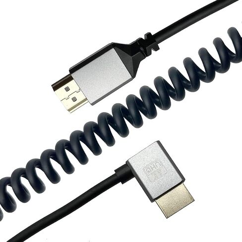 Seadream 4K Angled Coiled HDMI Cable,Coiled Left Angled HDMI Male to Male Spring Cable,HDMI 2.0 18Gbps Cord Extension Converter HDTV Support 3D,4K,Stretched Length Up to 7.8FT(2.4M) in Saudi Arabia