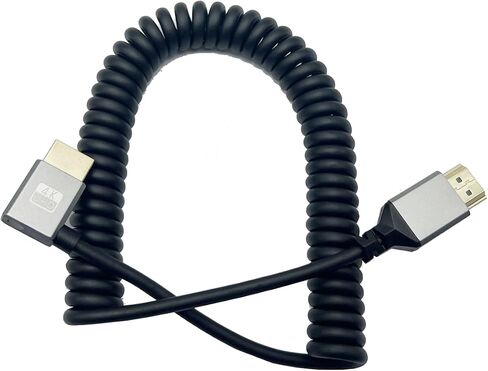 Seadream 4K Angled Coiled HDMI Cable,Coiled Left Angled HDMI Male to Male Spring Cable,HDMI 2.0 18Gbps Cord Extension Converter HDTV Support 3D,4K,Stretched Length Up to 7.8FT(2.4M) in Saudi Arabia