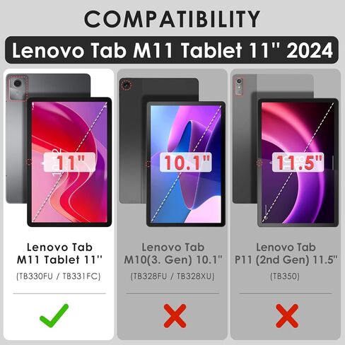 حالة detuosi لـ Lenovo Tab M11/Tab K11 Lte 11 "2024 TB-330FU/TB-330XU Tablet ، غطاء ورق كبير مع حامل القلم ، ظهر TPU الناعم ، النوم التلقائي/الاستيقاظ ، حاملان للزاوية ، 3 فتحات بطاقة in Saudi Arabia