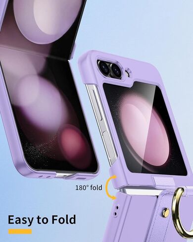 Lanheiem for Samsung Galaxy Z Flip 5 Case ، [حامل الحلقة] حالة وقائية صلبة شديدة الانفصال عن صدمة الجسم غطاء رفيع للغاية لـ Samsung Galaxy Z Flip 5 - Black in Saudi Arabia