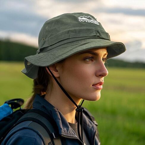 CLAPE Fishing Hat Washed Boonie Sun Hats Bucket Cap with String Sun Protection Outdoor Camping Cap Jungle Hat Flat Top Cap in Saudi Arabia